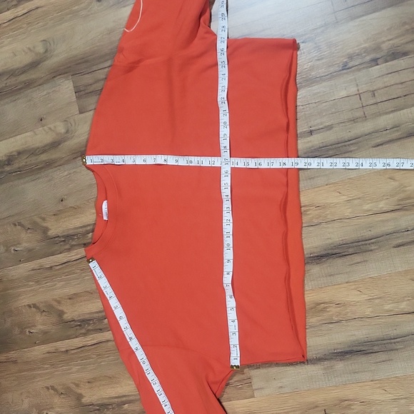 KENDALL & KYLE Orange Emroidered Sleeve Oversized Cropped Fleece Sweatshirt - Picture 12 of 13